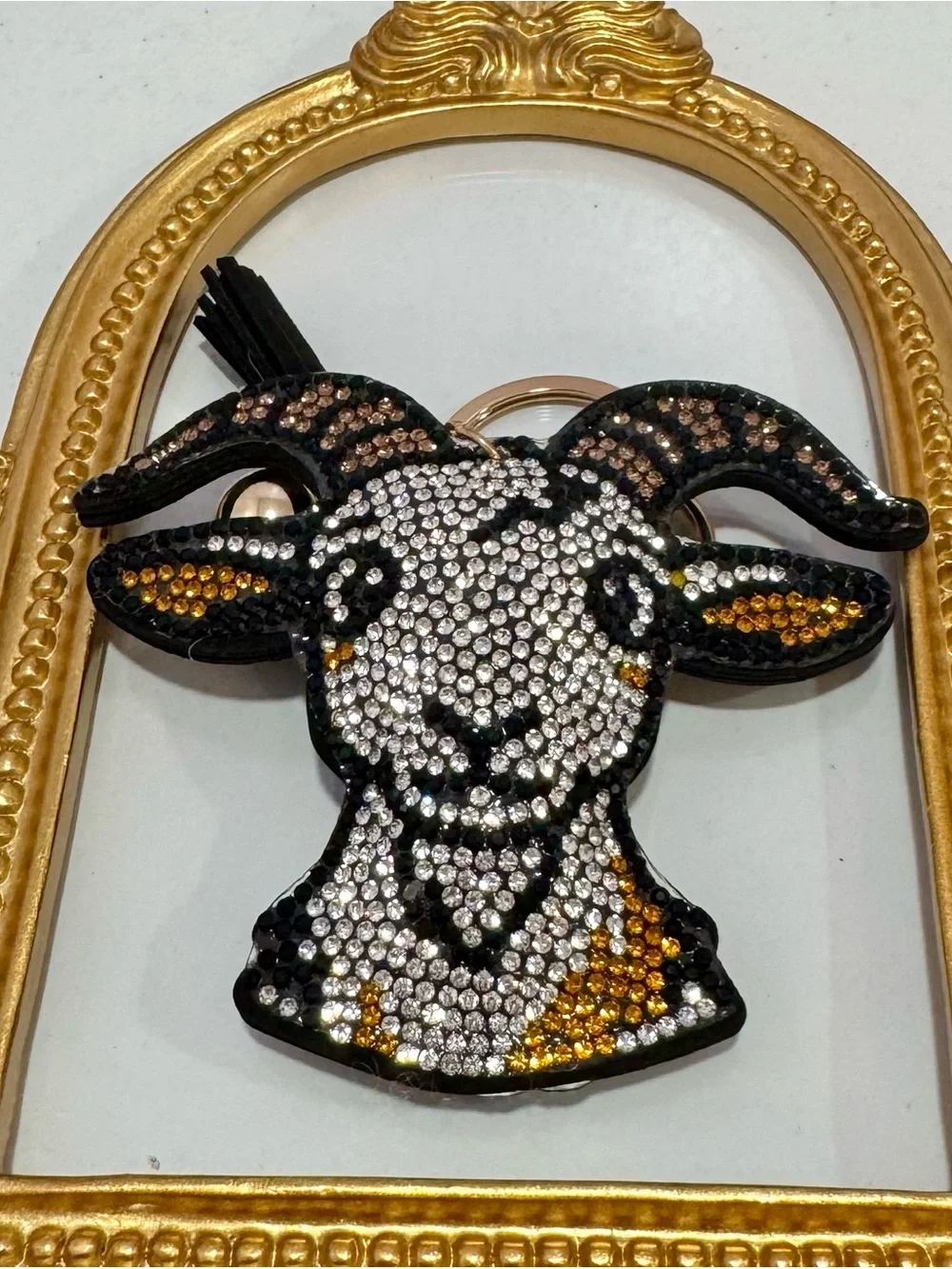 New The Goat Crystal Embellished Keychain